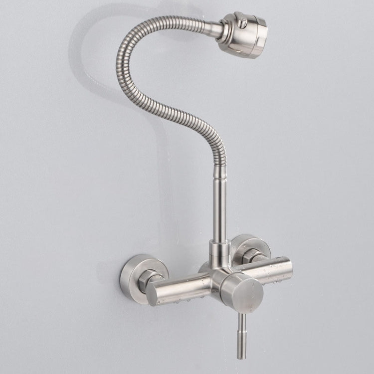 Stainless Steel Material Wall Mounted Kitchen Sink Mixer Faucet Free Rotation Hose Water Tap - Faucets & Accessories by buy2fix | Online Shopping UK | buy2fix