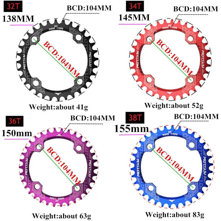 MOTSUV Narrow Wide Chainring MTB  Bicycle 104BCD Tooth Plate Parts(Blue) - Outdoor & Sports by buy2fix | Online Shopping UK | buy2fix