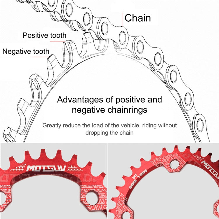 MOTSUV Narrow Wide Chainring MTB  Bicycle 104BCD Tooth Plate Parts(Black) - Outdoor & Sports by buy2fix | Online Shopping UK | buy2fix