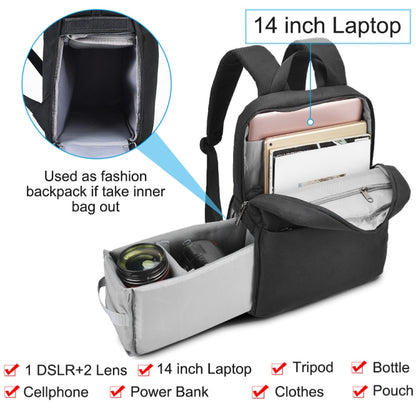 CADeN L4 Double-layer Casual Computer Backpack Multi-function Digital Camera Bag (Black) - Camera Accessories by CADeN | Online Shopping UK | buy2fix