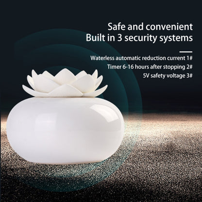 Lotus Ceramic Nano Spray Hydrating Aroma Humidifier Air Purifier(White Flower + White Body Ceramic) - Home & Garden by buy2fix | Online Shopping UK | buy2fix