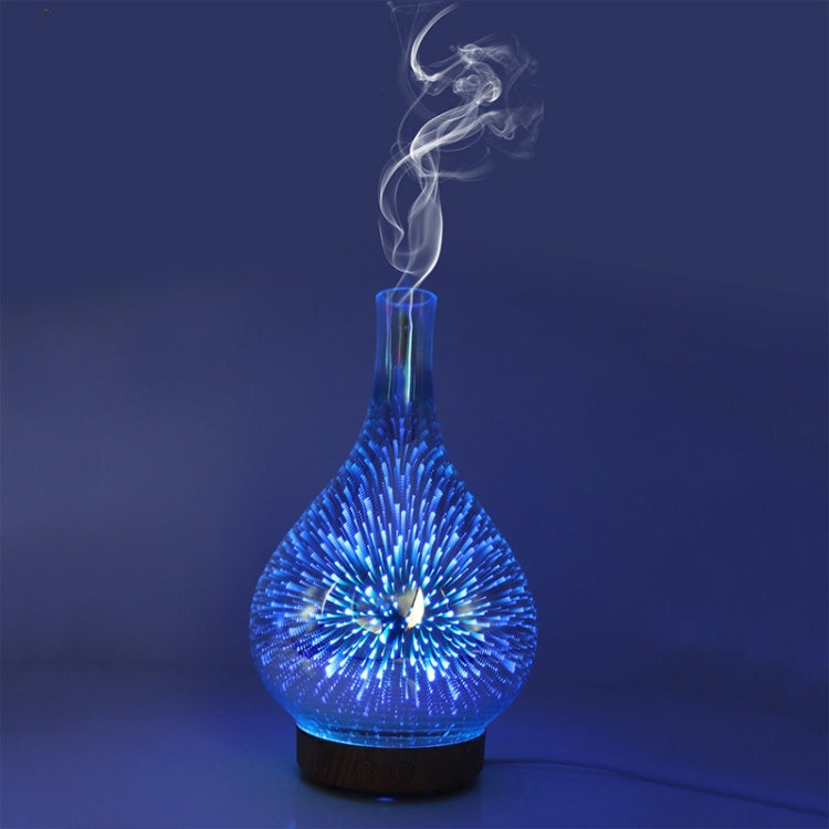 STB-XB10 3D Fireworks 7 Colors LED Night Light Air Humidifier Aroma Essential Oil Diffuser Mist Maker, Plug Type:EU Plug(Dark Wood Grain) - Home & Garden by buy2fix | Online Shopping UK | buy2fix