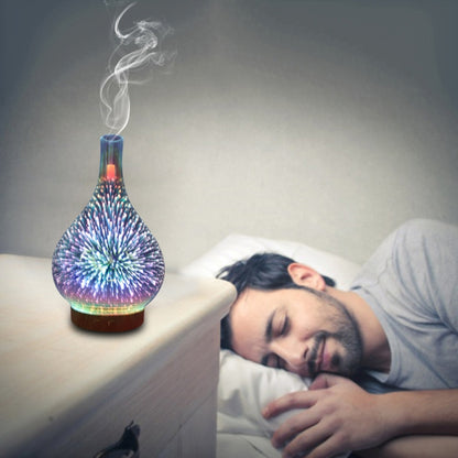 STB-XB10 3D Fireworks 7 Colors LED Night Light Air Humidifier Aroma Essential Oil Diffuser Mist Maker, Plug Type:EU Plug(Light Wood Grain) - Home & Garden by buy2fix | Online Shopping UK | buy2fix