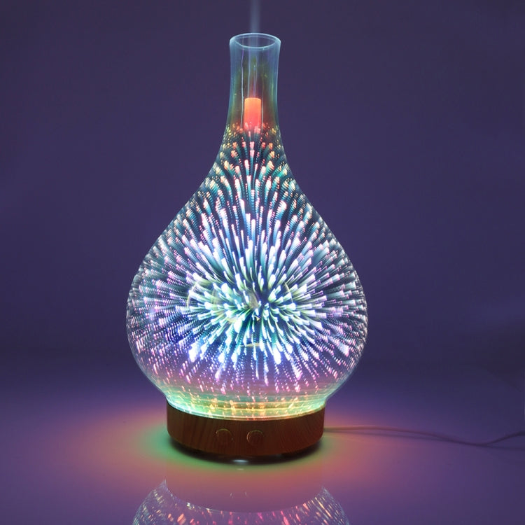 STB-XB10 3D Fireworks 7 Colors LED Night Light Air Humidifier Aroma Essential Oil Diffuser Mist Maker, Plug Type:EU Plug(Light Wood Grain) - Home & Garden by buy2fix | Online Shopping UK | buy2fix