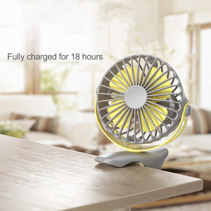 360 Degree -Round Rotation Mini Cooling Air Fan 4 Speed Adjustable Portable USB Rechargeable Desktop Clip Fan(Gray) - Consumer Electronics by buy2fix | Online Shopping UK | buy2fix