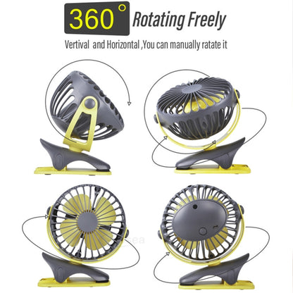 360 Degree -Round Rotation Mini Cooling Air Fan 4 Speed Adjustable Portable USB Rechargeable Desktop Clip Fan(Gray) - Consumer Electronics by buy2fix | Online Shopping UK | buy2fix