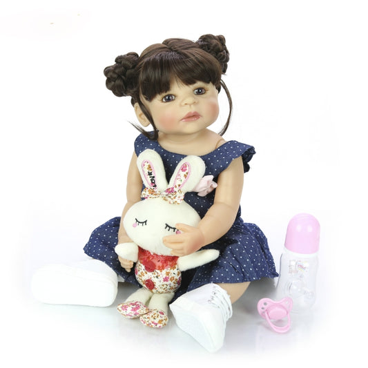 Silicone Body Lifelike Girl Baby Doll Waterproof Toy Kid Birthday Gift(Brown Eye) - Model Toys by buy2fix | Online Shopping UK | buy2fix