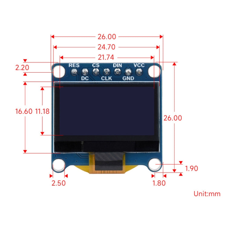 Waveshare 0.96 inch OLED Display Module, 128×64 Resolution, SPI / I2C Communication(E Blue) - Consumer Electronics by Waveshare | Online Shopping UK | buy2fix