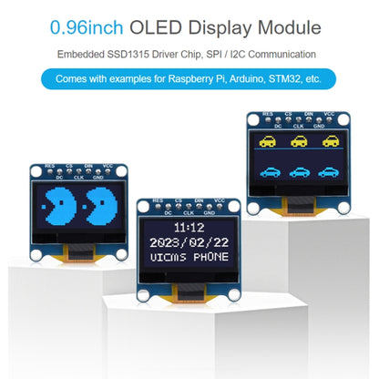 Waveshare 0.96 inch OLED Display Module, 128×64 Resolution, SPI / I2C Communication(E Blue) - Consumer Electronics by Waveshare | Online Shopping UK | buy2fix