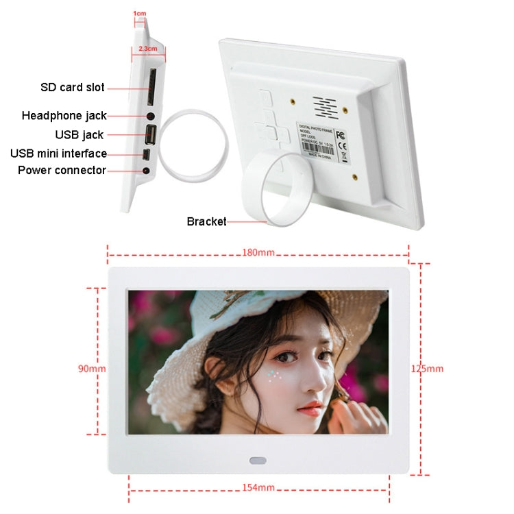 DPF-706 7 inch Digital Photo Frame LED Wall Mounted Advertising Machine, Plug:AU Plug(White) - Consumer Electronics by buy2fix | Online Shopping UK | buy2fix