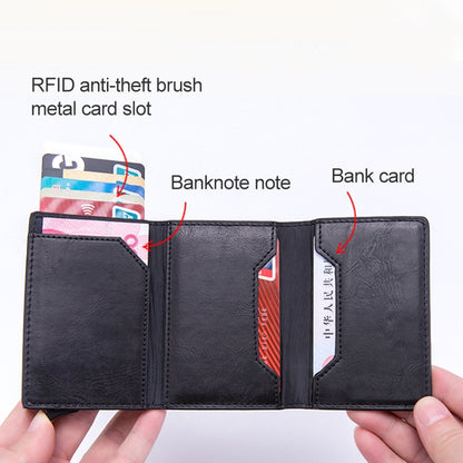 Magnetic RFID Bag Multifunctional Aluminum Automatic Pop-up Credit Card Package(Brown) - Antimagnetic RFID Package by buy2fix | Online Shopping UK | buy2fix