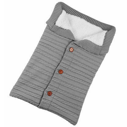 Warm Soft Cotton Knitting Envelope Newborn Baby Sleeping Bag(Light Grey) by buy2fix