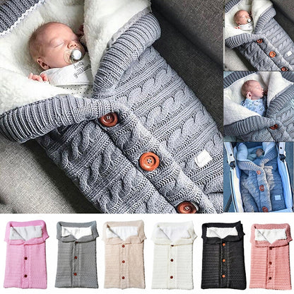 Warm Soft Cotton Knitting Envelope Newborn Baby Sleeping Bag(Light Grey) by buy2fix