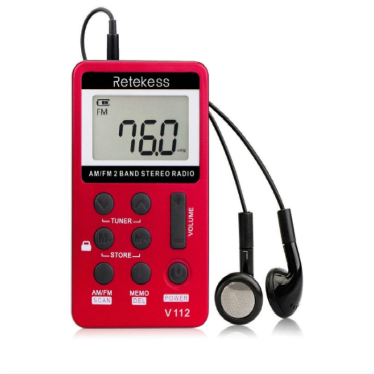 Retekess V-112 Mini Portable 1.5 inch LCD Display FM Radio with Lanyard & Earphone(Red) - Consumer Electronics by buy2fix | Online Shopping UK | buy2fix