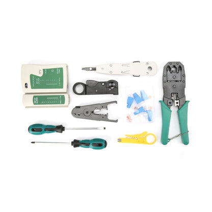 Three-purpose Network Cable Clamp Tester Hand Tool Set Home Network Repair Kit, Style:12 in 1 - Lan Cable and Tools by buy2fix | Online Shopping UK | buy2fix