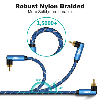 EMK Dual 90-Degree Male To Male Nylon Braided Audio Cable, Cable Length:3m(Blue) - Audio Optical Cables by EMK | Online Shopping UK | buy2fix