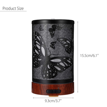 Butterfly Pattern Air Humidifier Essential Oil Diffuser Mist Maker Colorful LED Lamp  Diffuser Aromatherapy Air Purifier, Plug Type:EU Plug(Black) - Home & Garden by buy2fix | Online Shopping UK | buy2fix