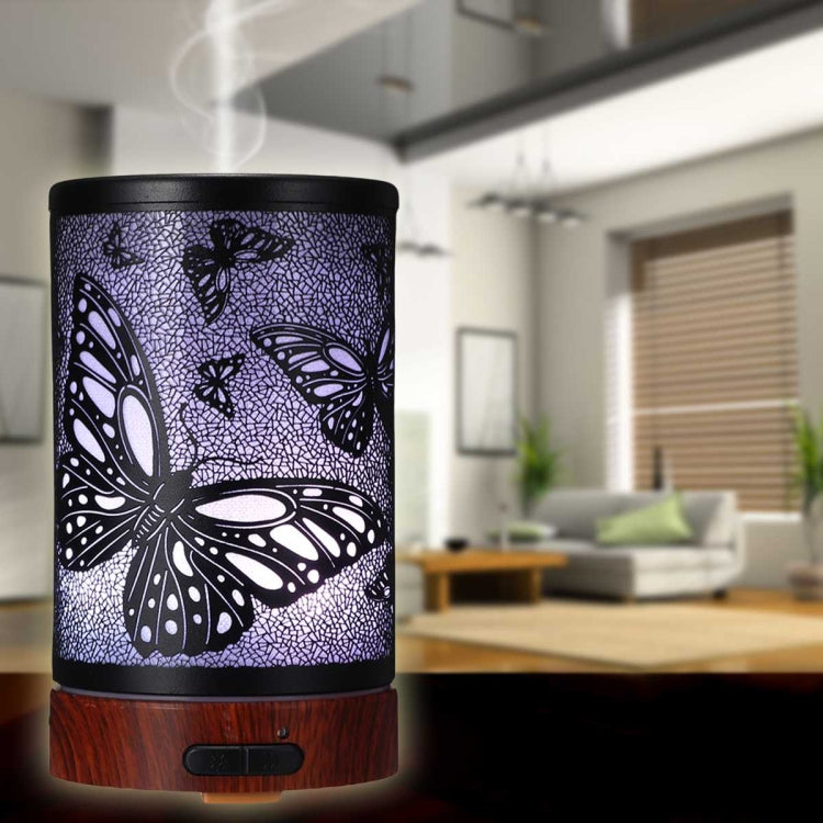 Butterfly Pattern Air Humidifier Essential Oil Diffuser Mist Maker Colorful LED Lamp  Diffuser Aromatherapy Air Purifier, Plug Type:EU Plug(Black) - Home & Garden by buy2fix | Online Shopping UK | buy2fix