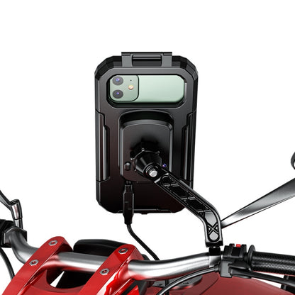 Kewig Bicycle Motorcycle Rearview Mirror Waterproof Box Touch Screen Phone Holder(Large) - Outdoor & Sports by Kewig | Online Shopping UK | buy2fix