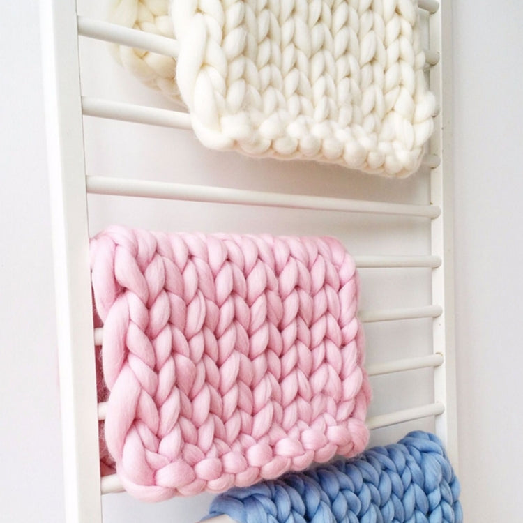 50x50cm New Born Baby Knitted Wool Blanket Newborn Photography Props Chunky Knit Blanket Basket Filler(White) - Camera Accessories by buy2fix | Online Shopping UK | buy2fix