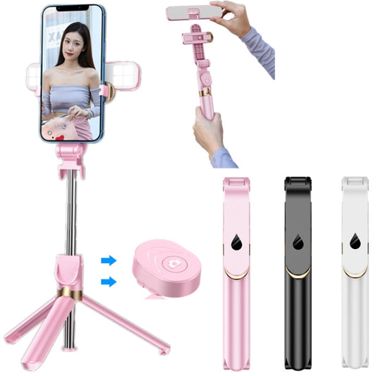 XT06 Live Beauty Bluetooth Tripod Selfie Stick(Pink) by buy2fix