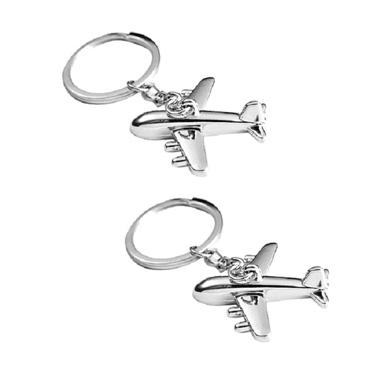 2 PCS Creative Stereo Plane Metal Keychain Bag Pendant Souvenir, Specification:4 × 4 cm(Silver Small Plane) - Key Rings by buy2fix | Online Shopping UK | buy2fix