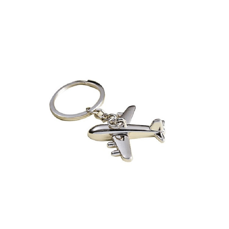 2 PCS Creative Stereo Plane Metal Keychain Bag Pendant Souvenir, Specification:4 × 4 cm(Silver Small Plane) - Key Rings by buy2fix | Online Shopping UK | buy2fix