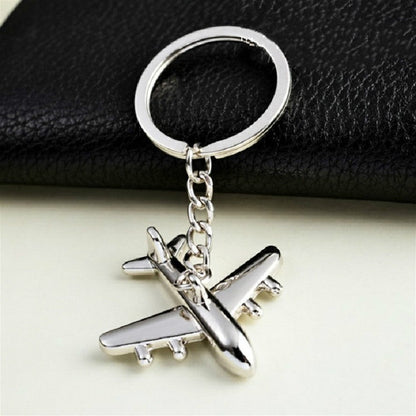 2 PCS Creative Stereo Plane Metal Keychain Bag Pendant Souvenir, Specification:4 × 4 cm(Silver Small Plane) - Key Rings by buy2fix | Online Shopping UK | buy2fix