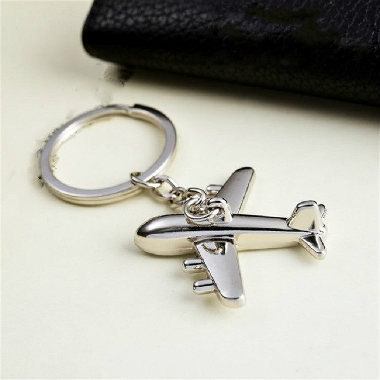 2 PCS Creative Stereo Plane Metal Keychain Bag Pendant Souvenir, Specification:4 × 4 cm(Silver Small Plane) - Key Rings by buy2fix | Online Shopping UK | buy2fix