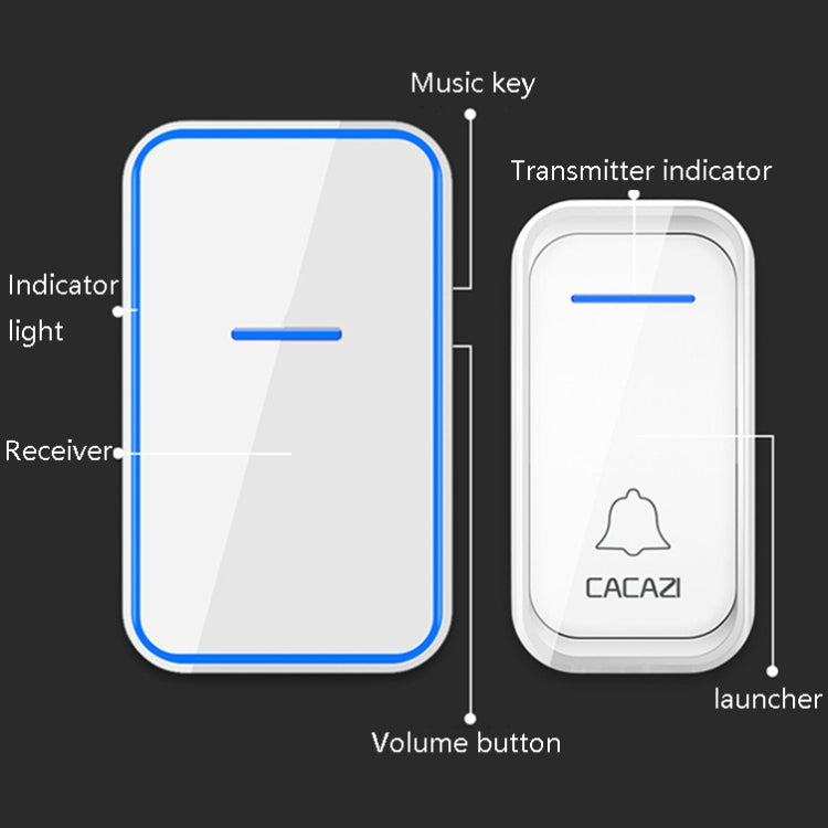 CACAZI A68-2 One to Two Wireless Remote Control Electronic Doorbell Home Smart Digital Wireless Doorbell, Style:US Plug(Black) - Wireless Doorbell by CACAZI | Online Shopping UK | buy2fix