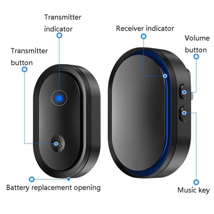 CACAZI A99 Home Smart Remote Control Doorbell Elderly Pager, Style:EU Plug(Black Gold) - Security by CACAZI | Online Shopping UK | buy2fix