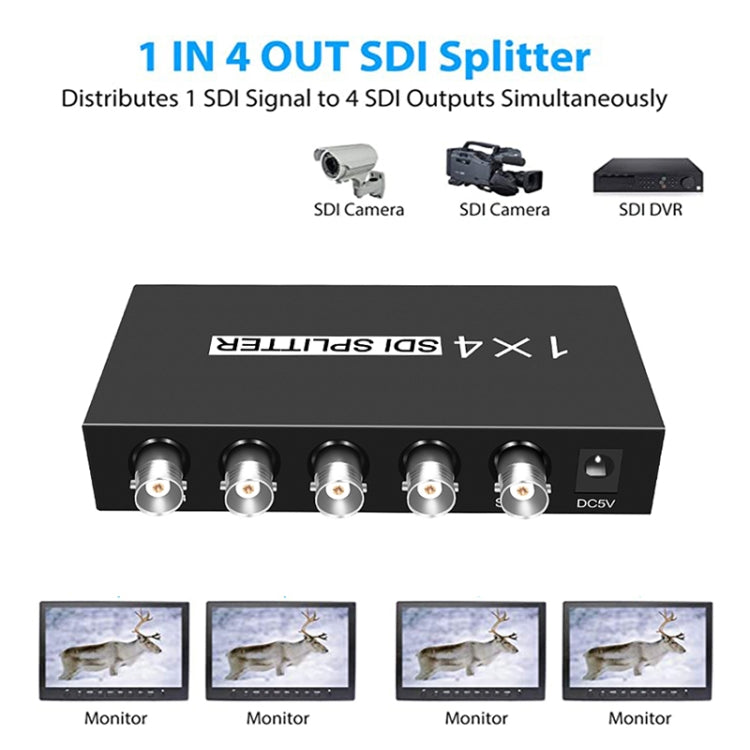 1 In 4 Out SD-SDI / HD-SDI / 3G-SDI Distribution Amplifier Video SDI Splitter(US Plug) -  by buy2fix | Online Shopping UK | buy2fix