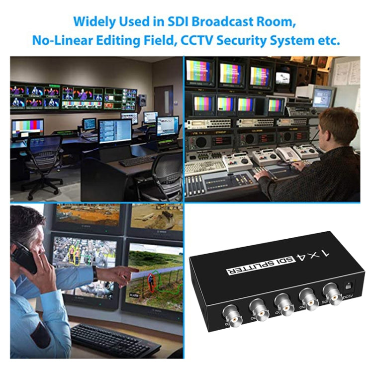 1 In 4 Out SD-SDI / HD-SDI / 3G-SDI Distribution Amplifier Video SDI Splitter(EU Plug) -  by buy2fix | Online Shopping UK | buy2fix