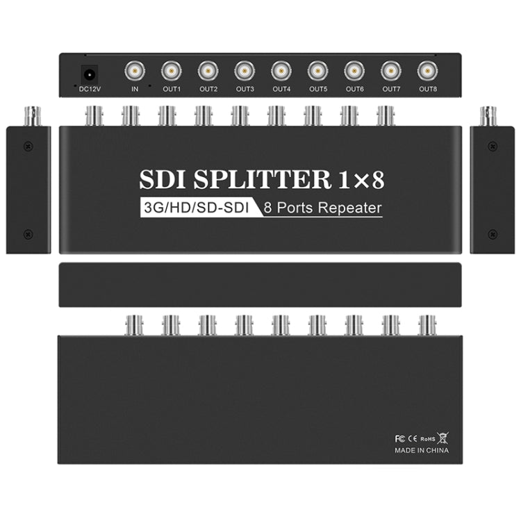 1 In 8 Out SD-SDI / HD-SDI / 3G-SDI Distribution Amplifier Video SDI Splitter(US Plug) -  by buy2fix | Online Shopping UK | buy2fix