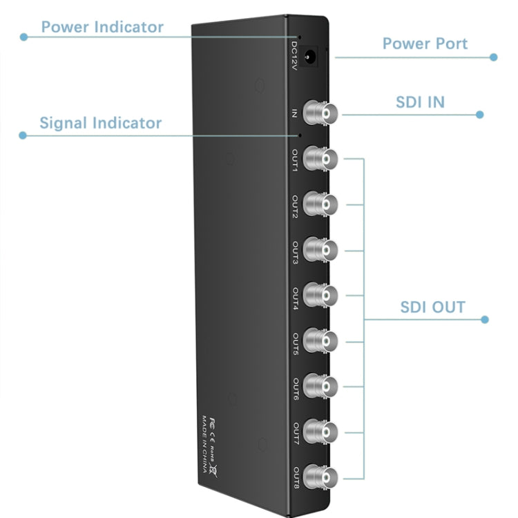 1 In 8 Out SD-SDI / HD-SDI / 3G-SDI Distribution Amplifier Video SDI Splitter(EU Plug) -  by buy2fix | Online Shopping UK | buy2fix