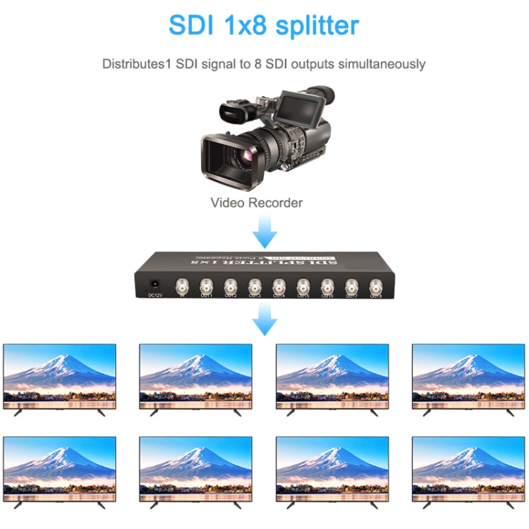 1 In 8 Out SD-SDI / HD-SDI / 3G-SDI Distribution Amplifier Video SDI Splitter(UK Plug) -  by buy2fix | Online Shopping UK | buy2fix