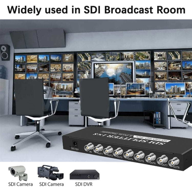 1 In 8 Out SD-SDI / HD-SDI / 3G-SDI Distribution Amplifier Video SDI Splitter(EU Plug) -  by buy2fix | Online Shopping UK | buy2fix