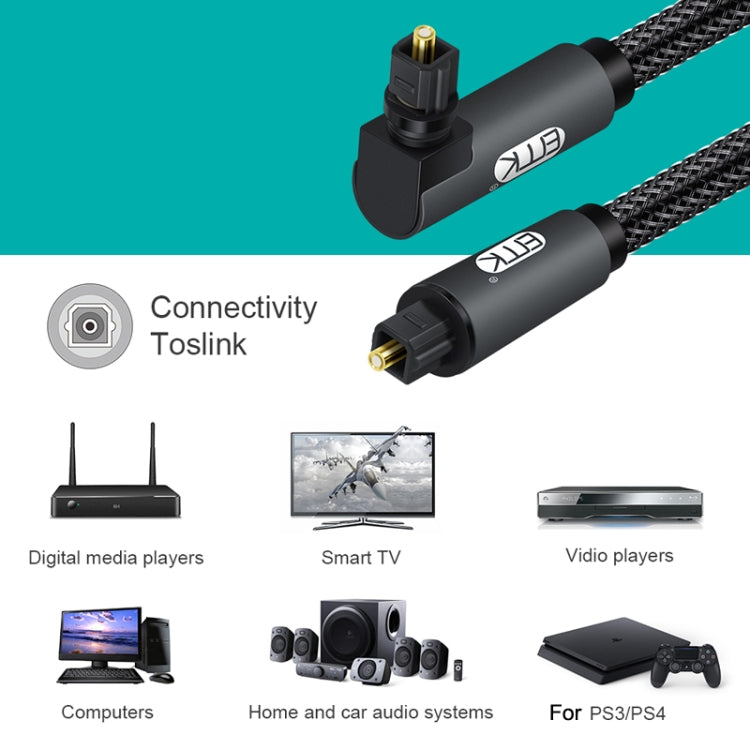EMK 90 Degree Swivel Adjustable Right Angled 360 Degrees Rotatable Plug Nylon Woven Mesh Optical Audio Cable, Cable Length:8m(Black) - Audio Optical Cables by EMK | Online Shopping UK | buy2fix