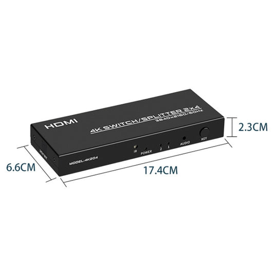 FJGEAR FJ-4K204 2 In 4 Out HD 4K Audio HDMI Switch Distributor, Plug Type:EU Plug by FJGEAR