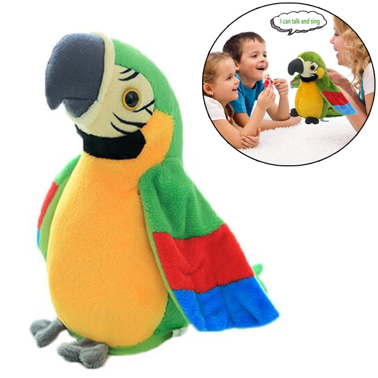 Plush Toy Parrots Recording Talking Parrots Will Twist the Fan Wings Children Toys, Size:Height 18cm(Green) - Toys & Hobbies by buy2fix | Online Shopping UK | buy2fix