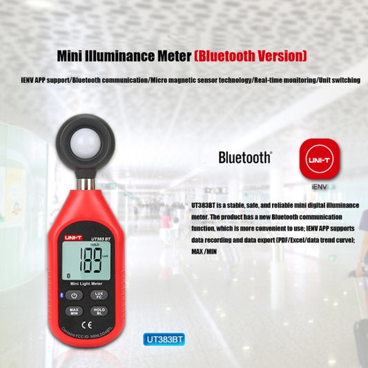 UNI-T UT383BT 200,000 LUX Digital Luxmeter Luminance Light Meter With LCD Backlit Display by UNI-T