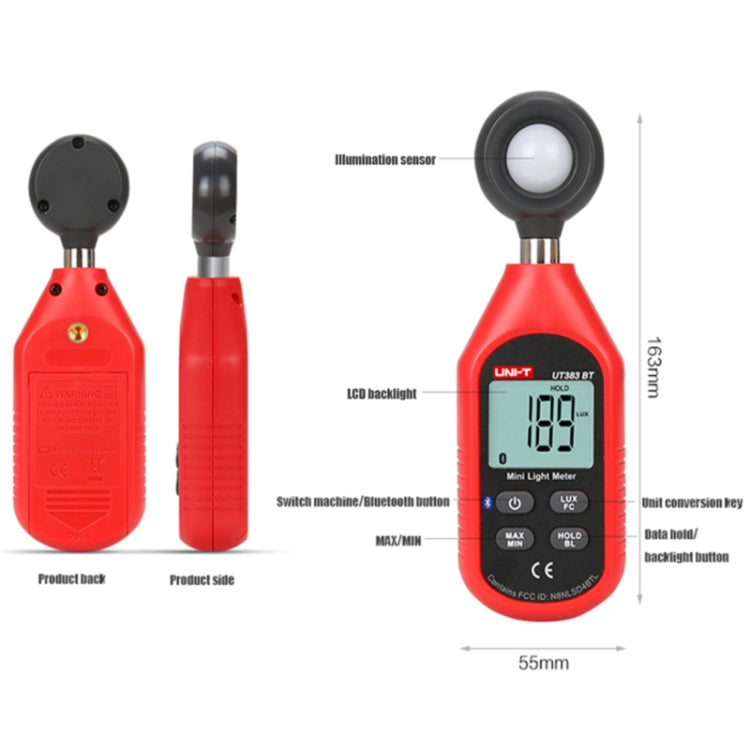 UNI-T UT383BT 200,000 LUX Digital Luxmeter Luminance Light Meter With LCD Backlit Display - Consumer Electronics by UNI-T | Online Shopping UK | buy2fix