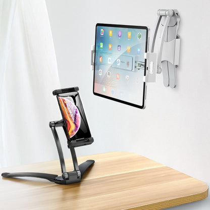 Multifunctional Mobile Phone Tablet Wall Hanging Desktop Aluminum Alloy Holder with Wall Base(Black) - Lazy Bracket by buy2fix | Online Shopping UK | buy2fix