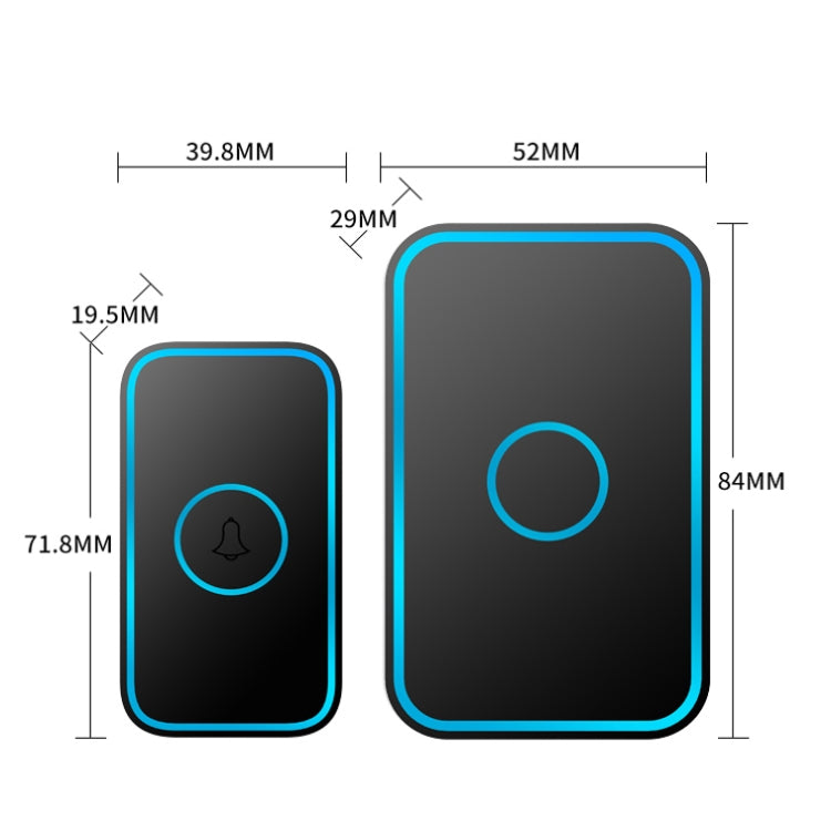 CACAZI A78 Long-Distance Wireless Doorbell Intelligent Remote Control Electronic Doorbell, Style:EU Plug(Elegant Black) - Wireless Doorbell by CACAZI | Online Shopping UK | buy2fix