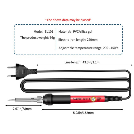 ANENG 60W Adjustable Temperature Electric Soldering Iron Welding Tool, EU Plug(SL101) by ANENG