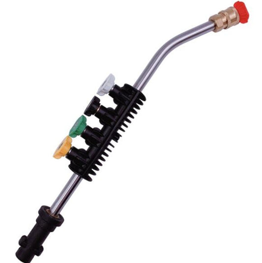 High Pressure Car Wash Water Gun 1/4 Quick Plug Interface Fan Shaped Five Color Nozzle Stainless Steel Elbow Extension Rod by buy2fix