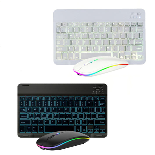10 Inch RGB Colorful Backlit Bluetooth Keyboard And Mouse Set For Mobile Phone / Tablet(Black) by buy2fix