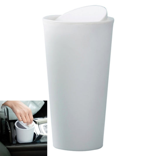 Desktop Plastic Rocker Cover Car Storage Round Barrel Car Tissue Trash Can(White) by buy2fix