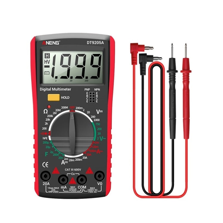 ANENG Automatic High-Precision Intelligent Digital Multimeter, Model:DT9205A HOLD Key(Red) - Consumer Electronics by ANENG | Online Shopping UK | buy2fix