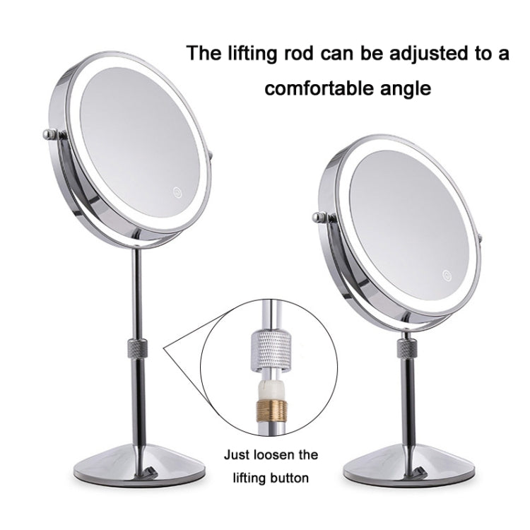 Desktop Double-SidedRound LED Luminous Makeup Mirror Liftable Magnifying Mirror, Specification:Plane + 10 Times Magnification(8-inch Battery Model) - Mirror by buy2fix | Online Shopping UK | buy2fix